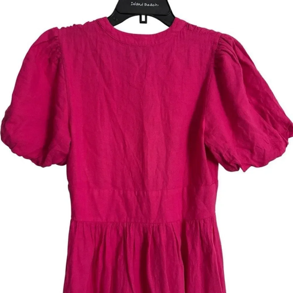 Nobody’s Child Pink Linen-blend Short Sleeve Starlight Mini Dress US4
